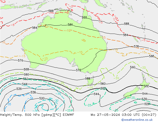 Height/Temp. 500 hPa ECMWF  27.05.2024 03 UTC