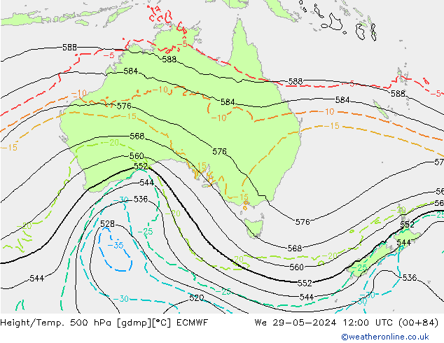 Z500/Regen(+SLP)/Z850 ECMWF wo 29.05.2024 12 UTC