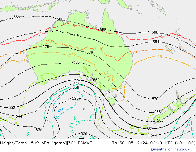 Z500/Rain (+SLP)/Z850 ECMWF jeu 30.05.2024 06 UTC