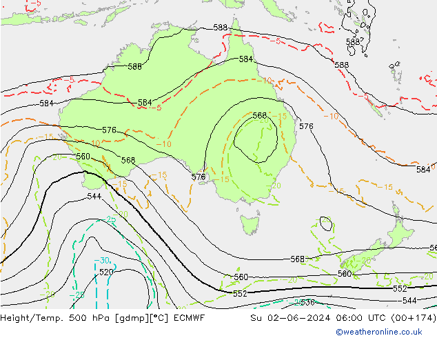 Z500/Rain (+SLP)/Z850 ECMWF  02.06.2024 06 UTC