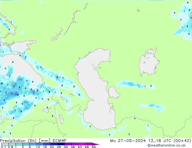 Precipitación (6h) ECMWF lun 27.05.2024 18 UTC