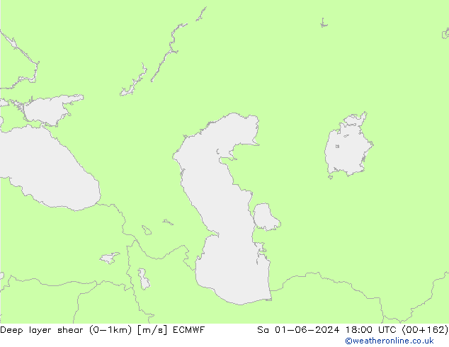 Deep layer shear (0-1km) ECMWF Sa 01.06.2024 18 UTC