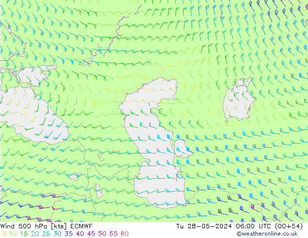 Viento 500 hPa ECMWF mar 28.05.2024 06 UTC