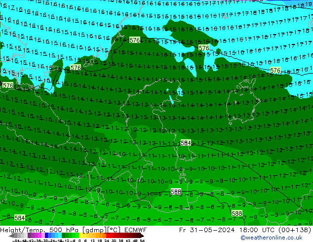 Z500/Rain (+SLP)/Z850 ECMWF Fr 31.05.2024 18 UTC