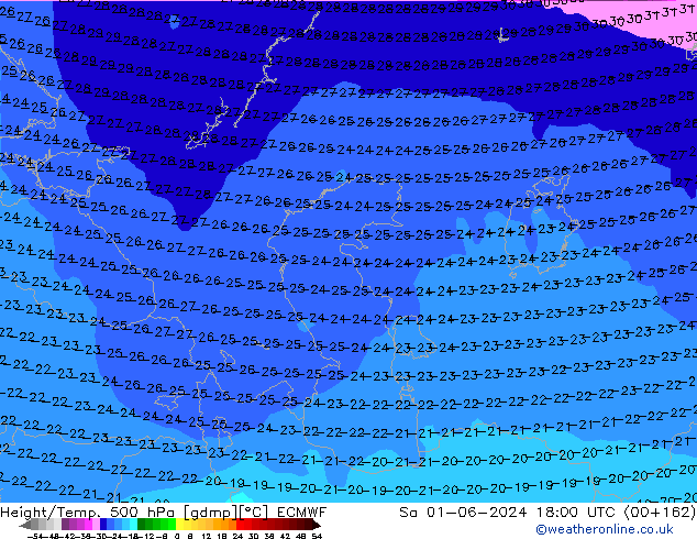 Z500/Rain (+SLP)/Z850 ECMWF Sa 01.06.2024 18 UTC