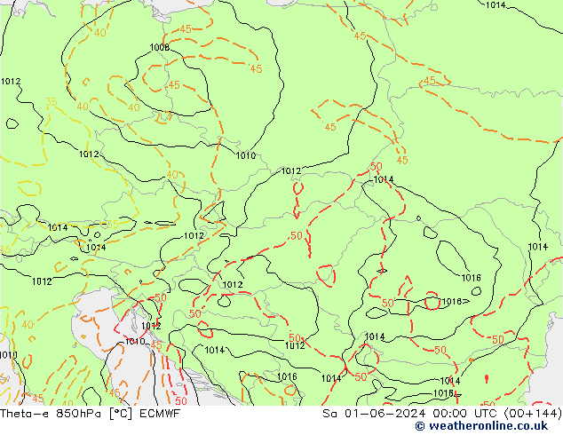 Theta-e 850hPa ECMWF  01.06.2024 00 UTC