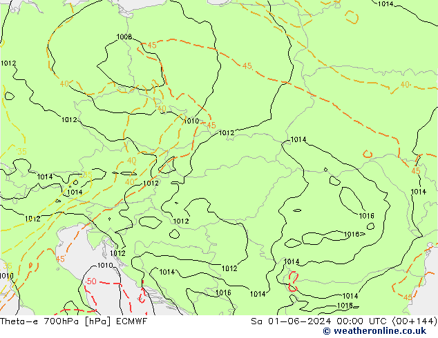 Theta-e 700hPa ECMWF  01.06.2024 00 UTC