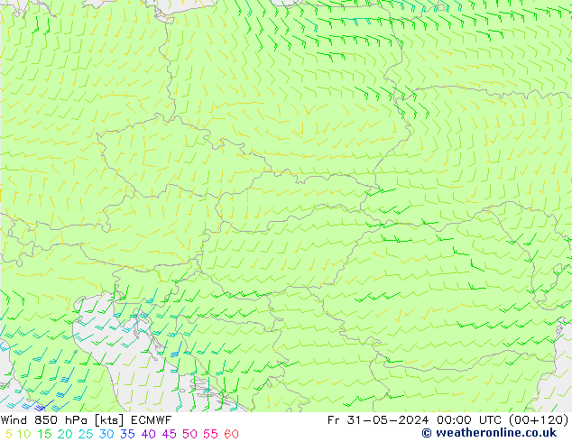 Viento 850 hPa ECMWF vie 31.05.2024 00 UTC