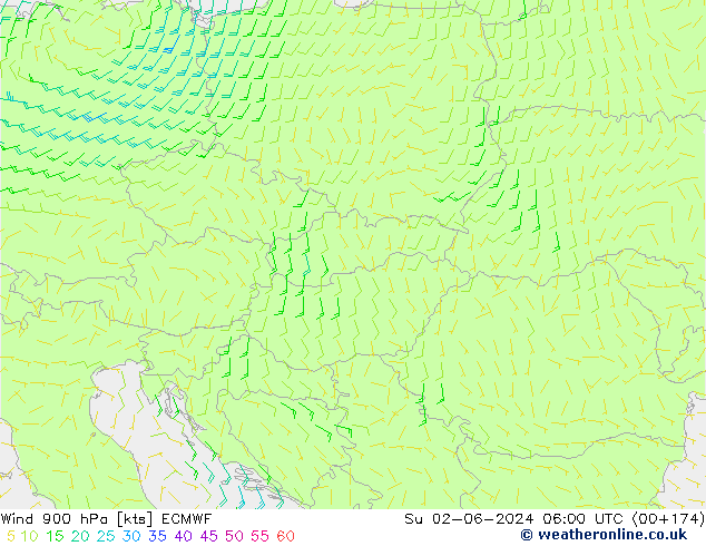 Wind 900 hPa ECMWF zo 02.06.2024 06 UTC