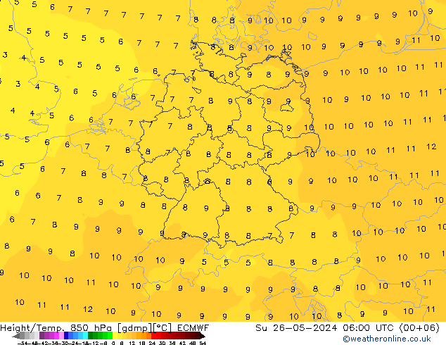 Z500/Rain (+SLP)/Z850 ECMWF dim 26.05.2024 06 UTC