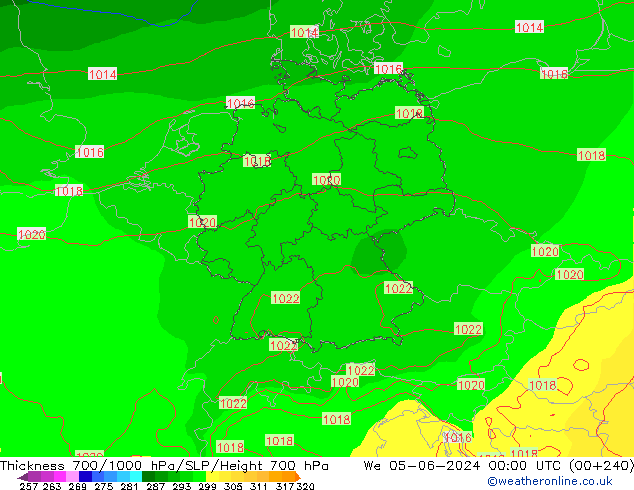 Thck 700-1000 hPa ECMWF We 05.06.2024 00 UTC