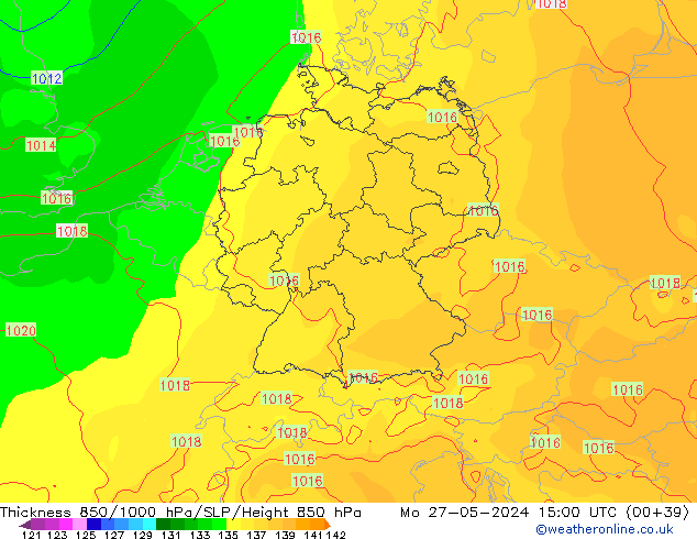Thck 850-1000 hPa ECMWF Mo 27.05.2024 15 UTC