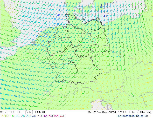 Wind 700 hPa ECMWF ma 27.05.2024 12 UTC