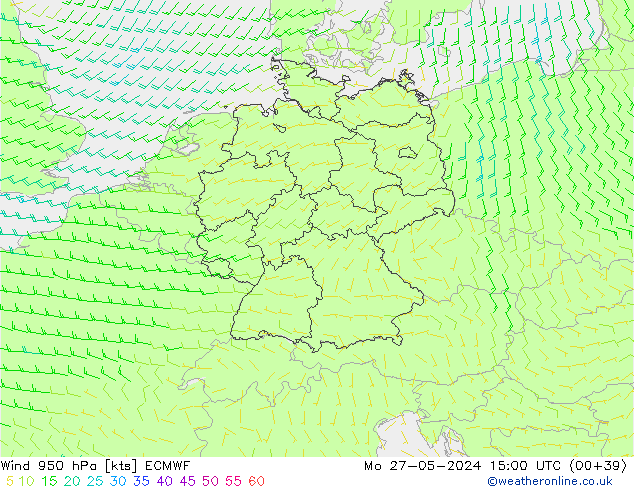 Wind 950 hPa ECMWF Mo 27.05.2024 15 UTC