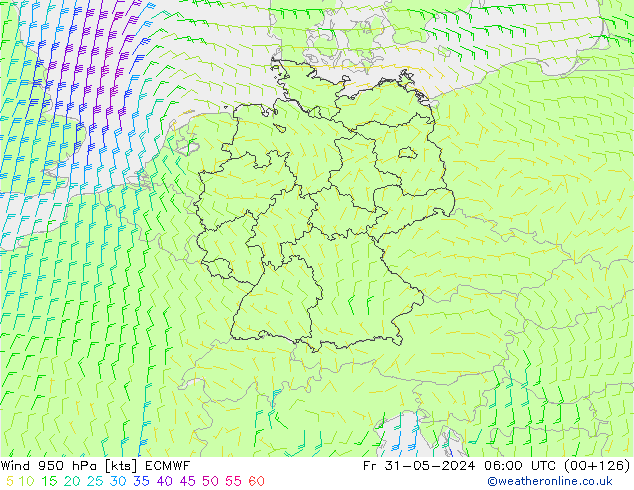 Wind 950 hPa ECMWF Fr 31.05.2024 06 UTC