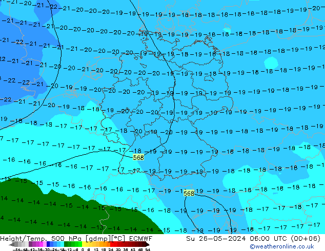 Height/Temp. 500 hPa ECMWF  26.05.2024 06 UTC