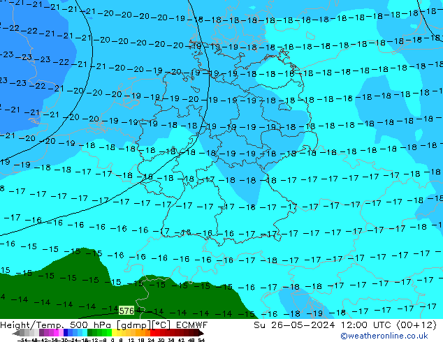 Z500/Rain (+SLP)/Z850 ECMWF Su 26.05.2024 12 UTC