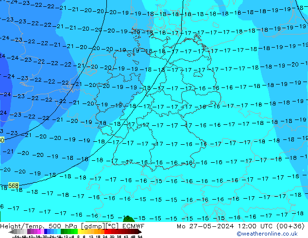 Z500/Rain (+SLP)/Z850 ECMWF lun 27.05.2024 12 UTC