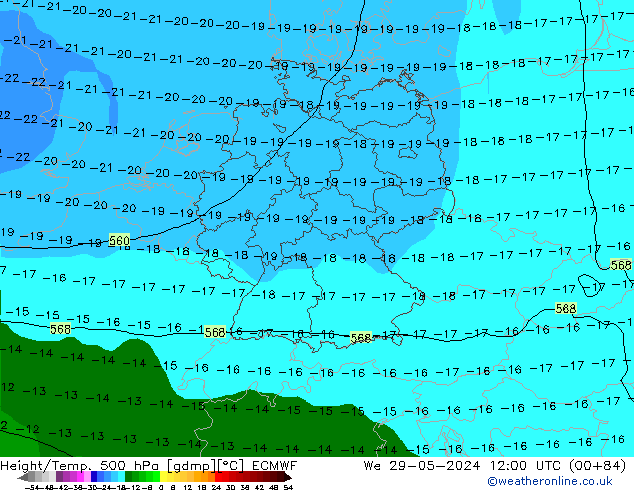 Height/Temp. 500 hPa ECMWF  29.05.2024 12 UTC