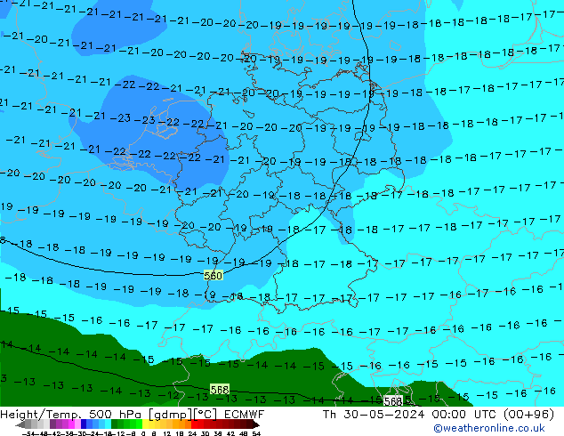 Z500/Rain (+SLP)/Z850 ECMWF Th 30.05.2024 00 UTC