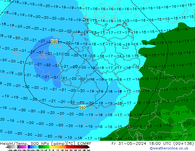 Z500/Rain (+SLP)/Z850 ECMWF Fr 31.05.2024 18 UTC