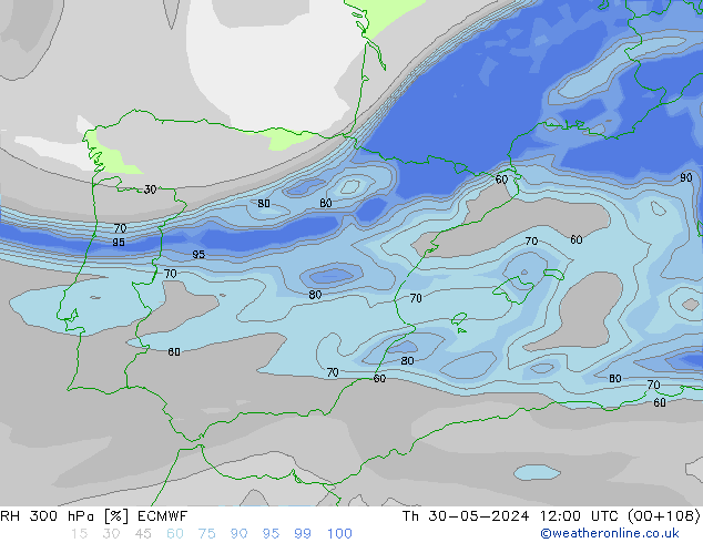 RH 300 hPa ECMWF  30.05.2024 12 UTC