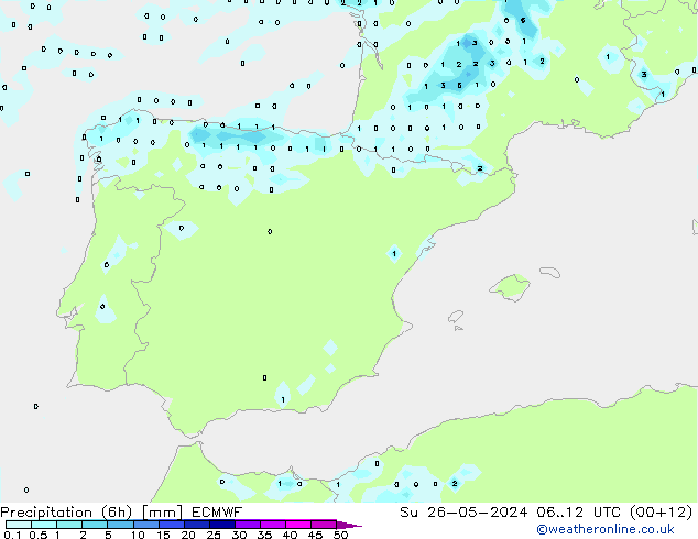 Z500/Rain (+SLP)/Z850 ECMWF Dom 26.05.2024 12 UTC