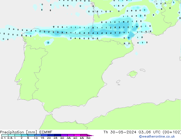 Precipitación ECMWF jue 30.05.2024 06 UTC