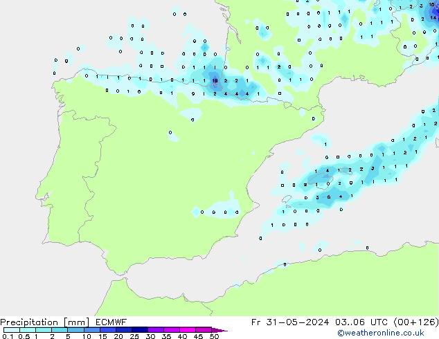 Precipitation ECMWF Fr 31.05.2024 06 UTC