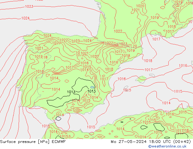 приземное давление ECMWF пн 27.05.2024 18 UTC