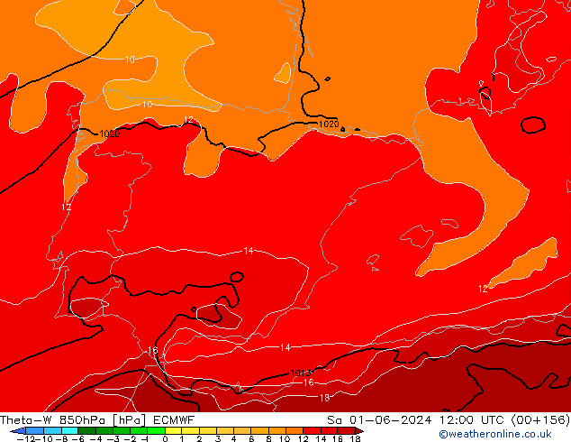 Theta-W 850hPa ECMWF Sáb 01.06.2024 12 UTC