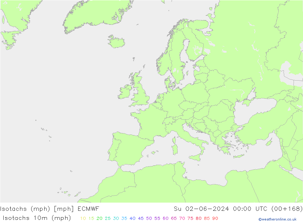 Isotachs (mph) ECMWF Dom 02.06.2024 00 UTC