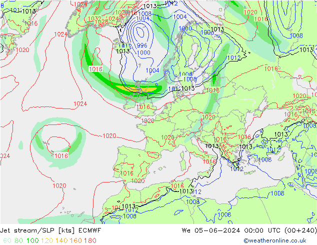 Jet stream/SLP ECMWF We 05.06.2024 00 UTC