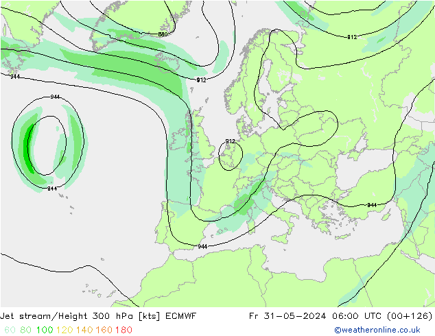 Jet stream/Height 300 hPa ECMWF Fr 31.05.2024 06 UTC