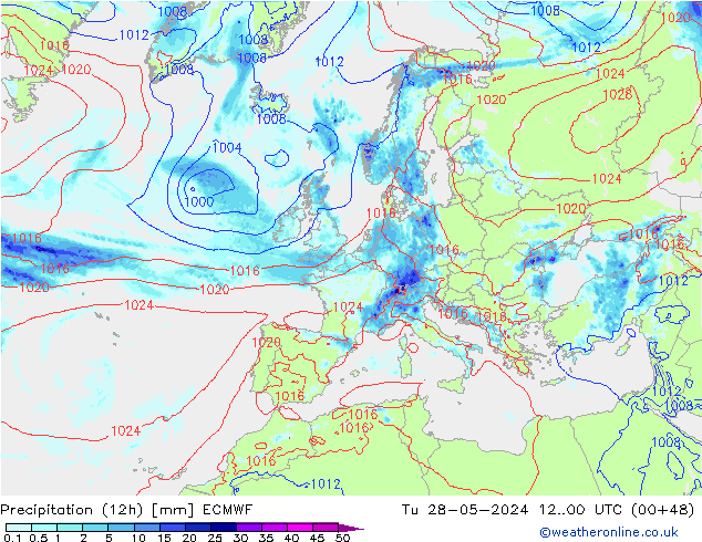 Yağış (12h) ECMWF Sa 28.05.2024 00 UTC