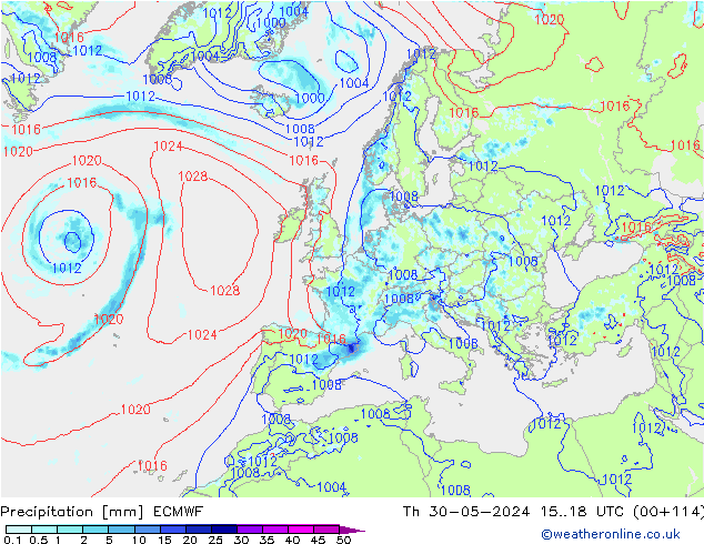 Précipitation ECMWF jeu 30.05.2024 18 UTC