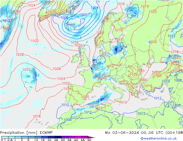 Niederschlag ECMWF Mo 03.06.2024 06 UTC