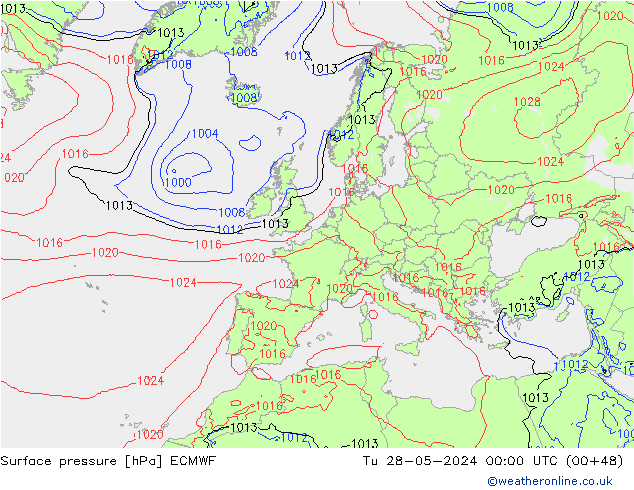 Pressione al suolo ECMWF mar 28.05.2024 00 UTC