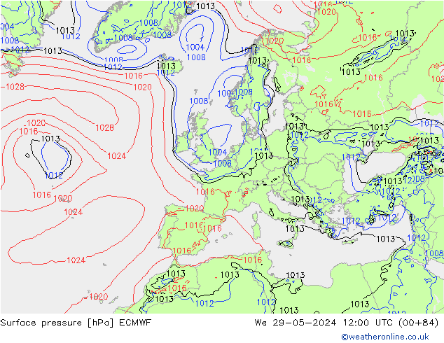 Bodendruck ECMWF Mi 29.05.2024 12 UTC