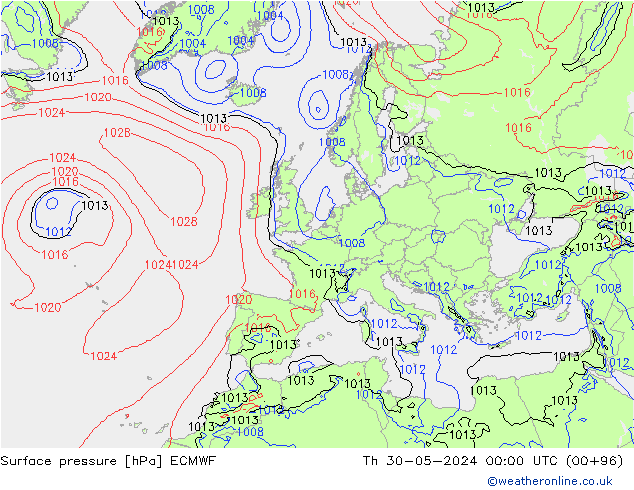 Yer basıncı ECMWF Per 30.05.2024 00 UTC