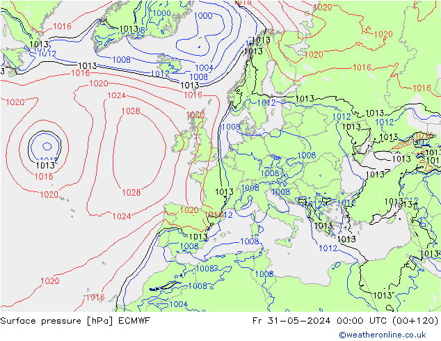 Surface pressure ECMWF Fr 31.05.2024 00 UTC