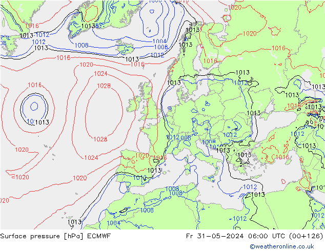 приземное давление ECMWF пт 31.05.2024 06 UTC