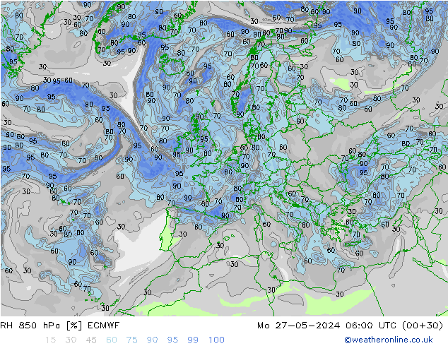 RH 850 hPa ECMWF Seg 27.05.2024 06 UTC