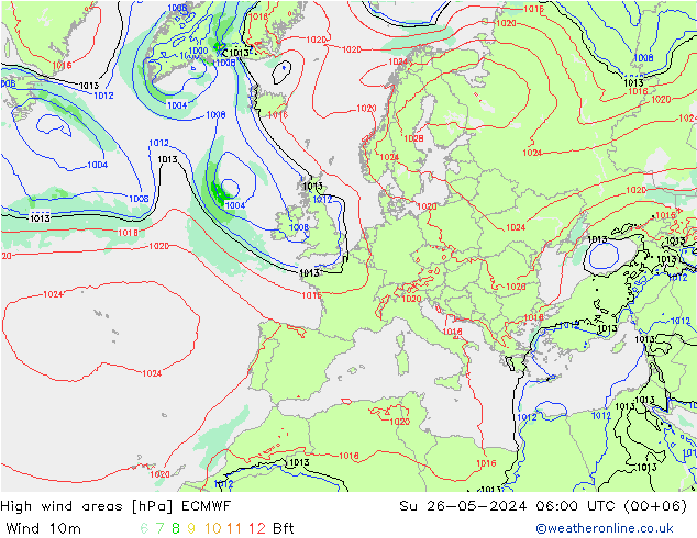 Izotacha ECMWF nie. 26.05.2024 06 UTC