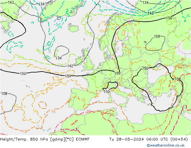 Z500/Rain (+SLP)/Z850 ECMWF Di 28.05.2024 06 UTC