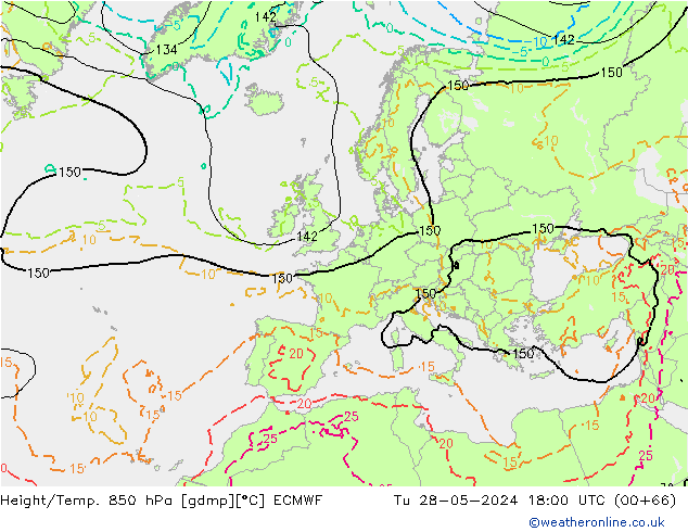 Z500/Regen(+SLP)/Z850 ECMWF di 28.05.2024 18 UTC