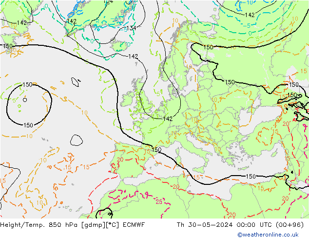 Z500/Rain (+SLP)/Z850 ECMWF  30.05.2024 00 UTC