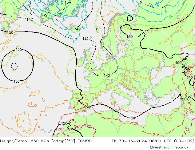 Height/Temp. 850 hPa ECMWF gio 30.05.2024 06 UTC