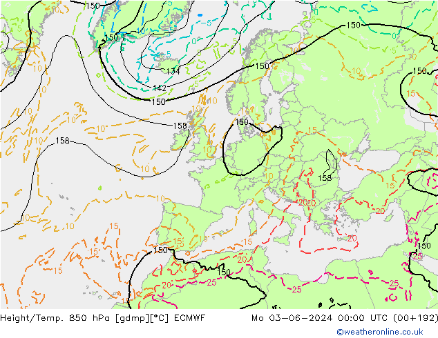 Z500/Rain (+SLP)/Z850 ECMWF Mo 03.06.2024 00 UTC