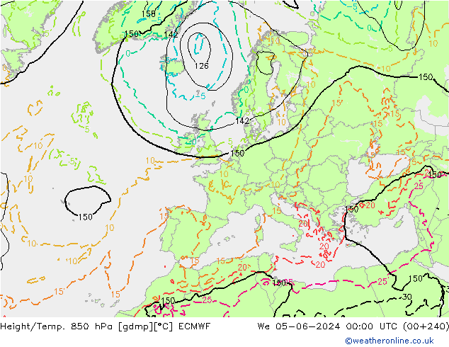 Z500/Rain (+SLP)/Z850 ECMWF mié 05.06.2024 00 UTC